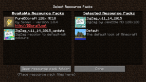 Resource Pack Menu